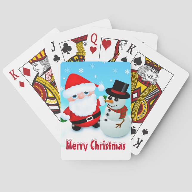 Jeu De Cartes Joyeux Noël, Père Noël et Snowman (dos)