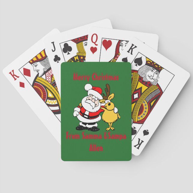 Jeu De Cartes Joyeux Noël Père Noël & Reindeer Jouer aux cartes (dos)