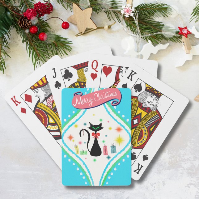 Jeu De Cartes Joyeux Noël Retro Chat Siamese (Créateur téléchargé)