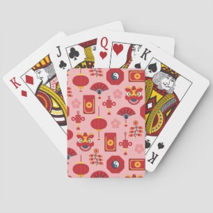 Jeu De Cartes Joyeux Nouvel An Chinois Fleur Rose