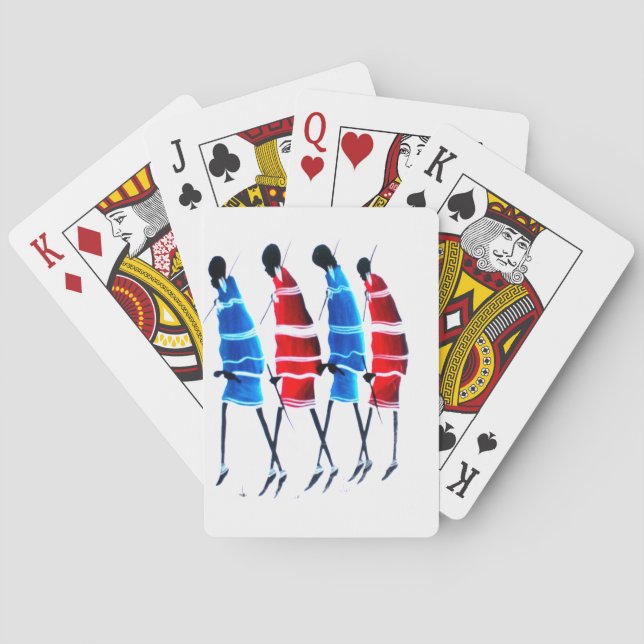 Jeu De Cartes Joyeux peuple Massaï Guerriers Marcher Art Imprime (dos)