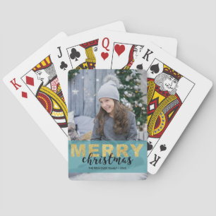 Jeu De Cartes Joyeux pont Carte photo Gold Blue