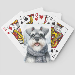 Jeu De Cartes Joyeux Schnauzer dans un art hivernal