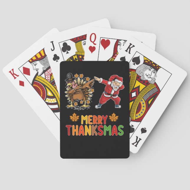 Jeu De Cartes Joyeux Thanksmas Thanksgiving automne Noël saison (dos)