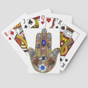 Jeu De Cartes Judaica Hamsa Coeurs Fleurs Opal Art Imprimer