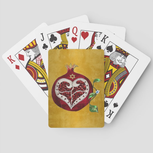 Jeu De Cartes Judaica Pomegranate Heart Hanoukka Rosh Hashanah (dos)