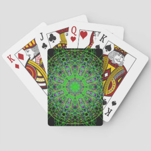 Jeu De Cartes Kaleidoscope noir vert Mandala Art