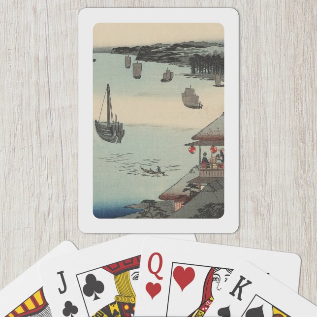 Jeu De Cartes Kanagawa, Japon : impression de blocs de bois Vint (Kanagawa, Japan Playing Cards- Table View)