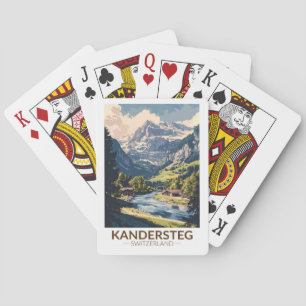 Jeu De Cartes Kandersteg Suisse Peinture Voyage Art Retro