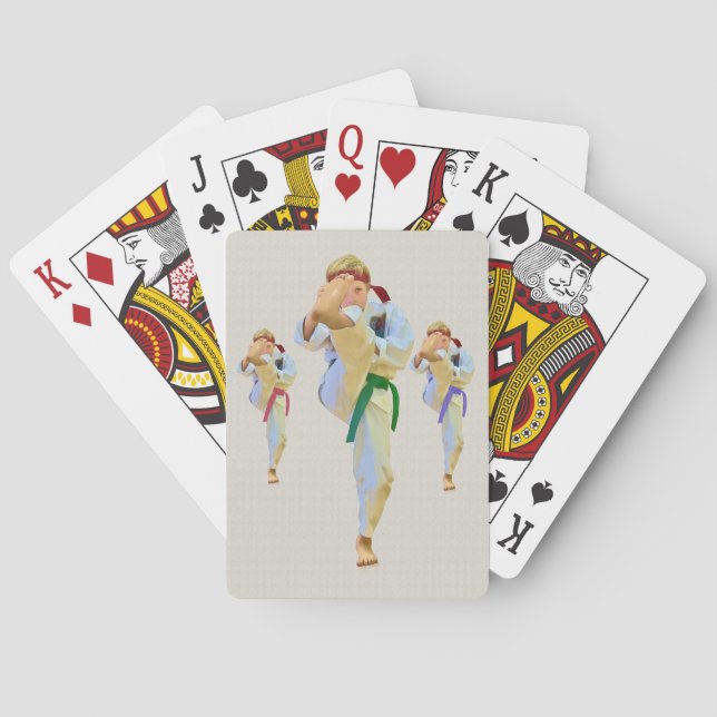 Jeu De Cartes Karaté donnant un coup de pied, arts martiaux, (dos)