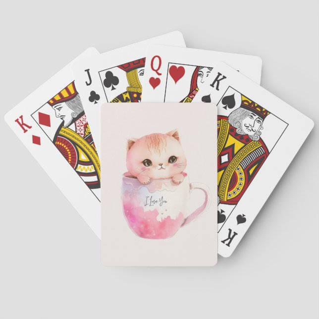 Jeu De Cartes Kawaii Chat Chibi Rose Blushing (dos)