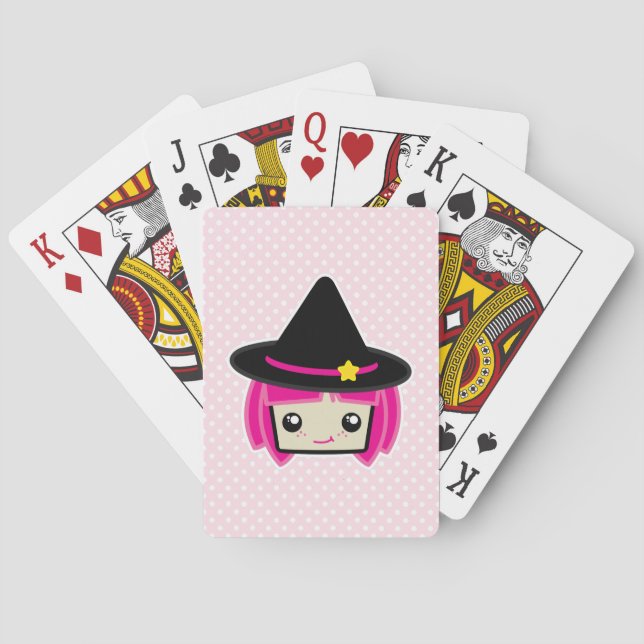 Jeu De Cartes Kawaii Pink Haired Witch Jouer des cartes (dos)