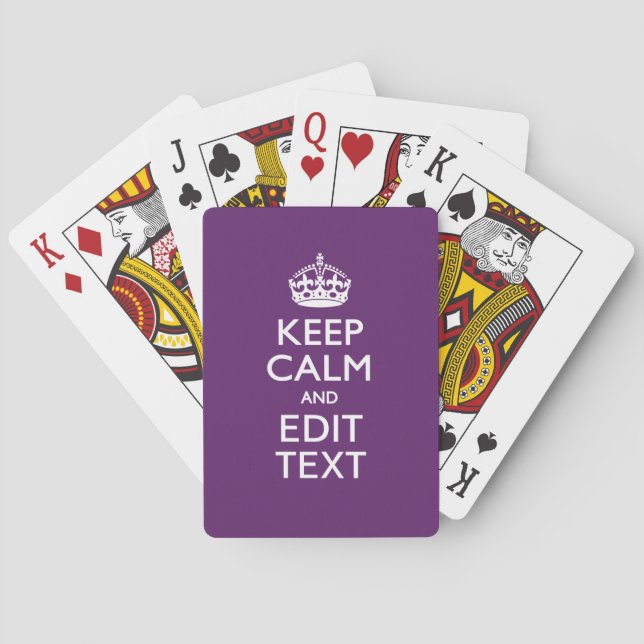 Jeu De Cartes KEEP CALM personnalisé et votre texte sur violet (dos)