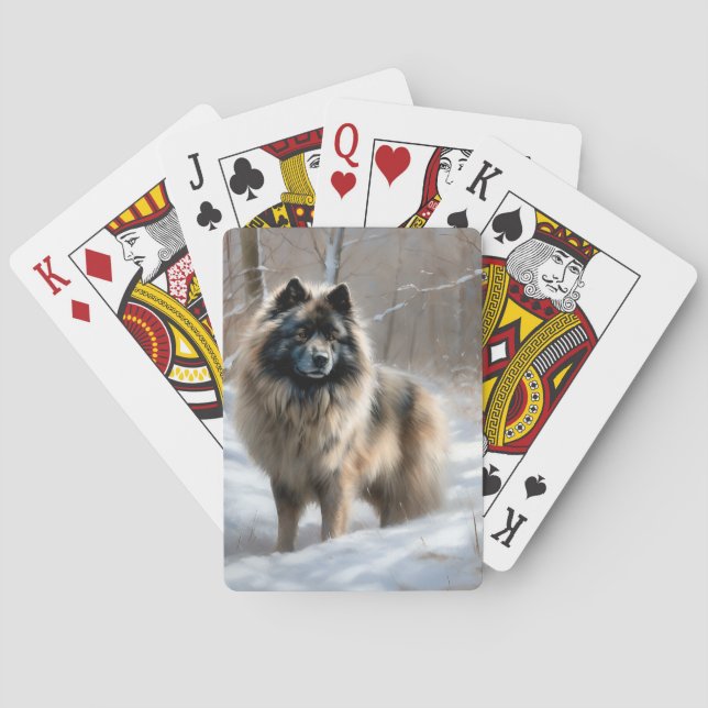 Jeu De Cartes Keeshond Qu'Il Neige Noël (dos)