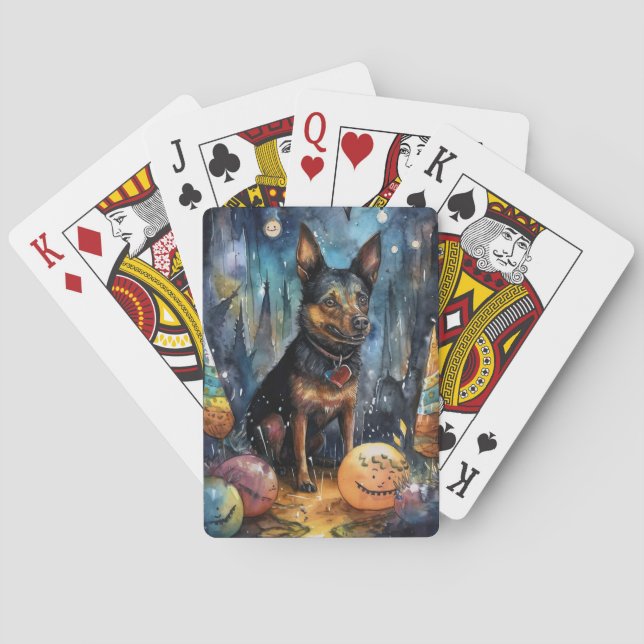 Jeu De Cartes Kelpie australienne d'Halloween avec la peur Citro (dos)