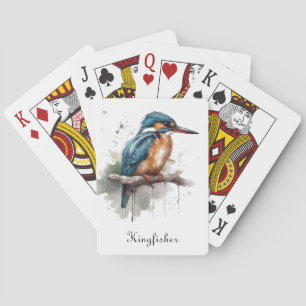 Jeu De Cartes Kingfisher assis sur une succursale personnalisabl