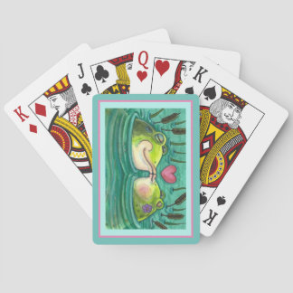 JEU DE CARTES KISSING FROGS COLORÉ & CUTE POND ROMANCE, AMUSANT