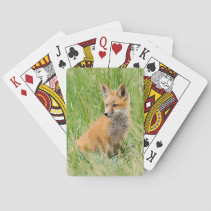 Jeu De Cartes Kit Renard rouge dans l'herbe près de la tanière