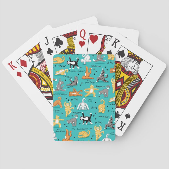 Jeu De Cartes Kitty Chat Yoga Poses Turquoise bleu jaune (dos)