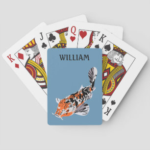 Jeu De Cartes Koi Fish Illustration Orange et Bleu Personnalisé