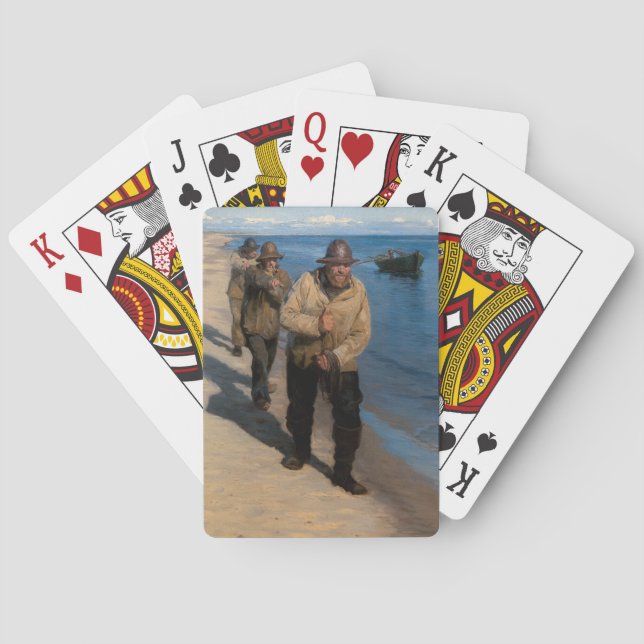 Jeu De Cartes Kroyer - Trois pêcheurs tirant un bateau (dos)