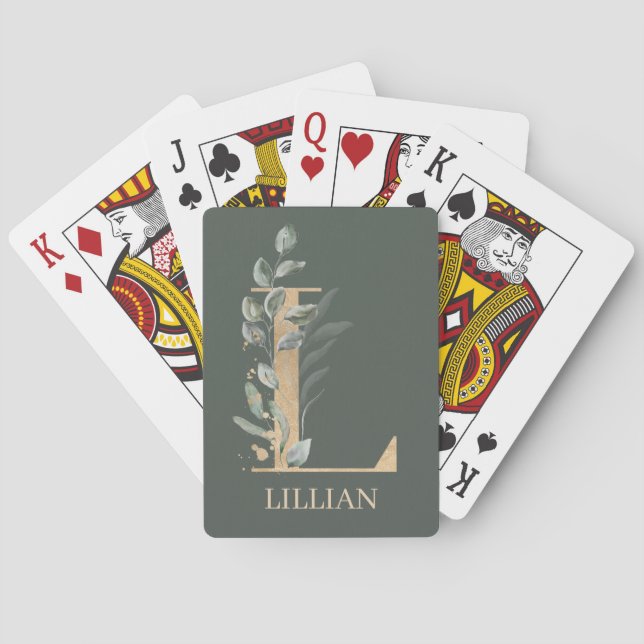 Jeu De Cartes L Monogramme Floral Cartes de jeu personnalisées (dos)