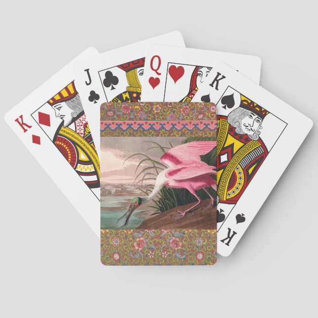 Jeu De Cartes La faune des oiseaux d'Audubon de Spoonbill Roseat (dos)