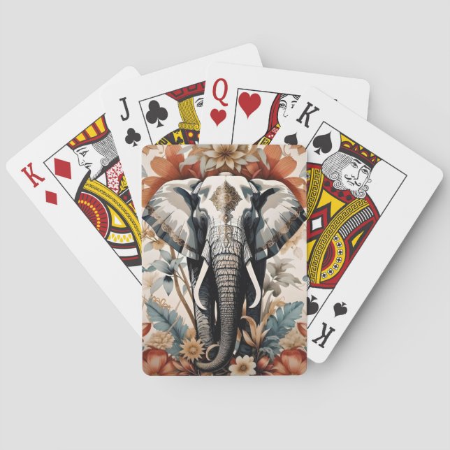 Jeu De Cartes La faune majestueuse des éléphants décorés (dos)