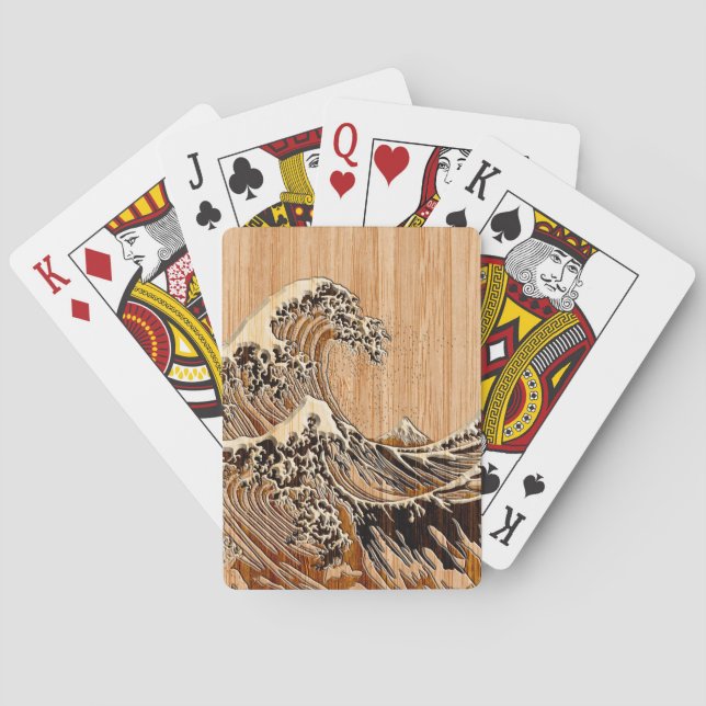 Jeu De Cartes La Grande Vague Hokusai Bamboo Bois Grain (dos)