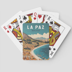 Jeu De Cartes La Paz Bolivie Illustration Voyage Art Vintage