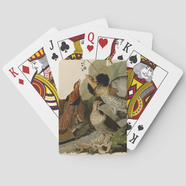 Jeu De Cartes La peinture d'Audubon d'un trio de Grouse Ruffed (dos)