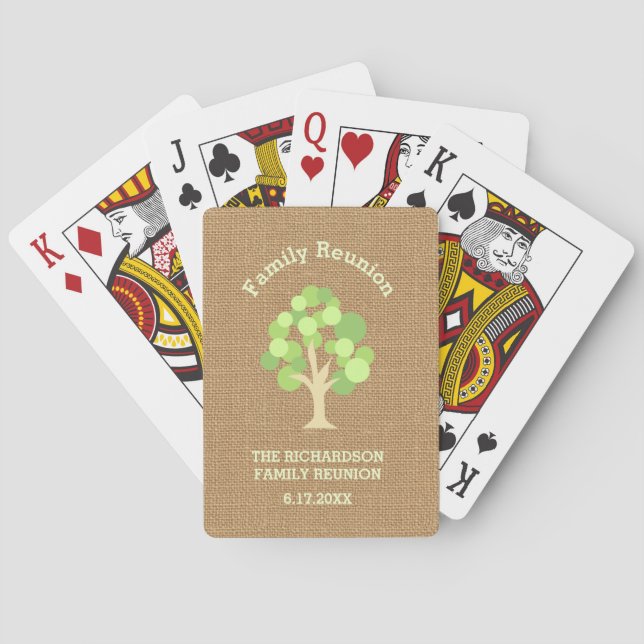Jeu De Cartes La Réunion de famille verte rustique mignonne (dos)