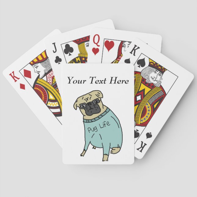 Jeu De Cartes La vie de carlin - chien drôle dans un chandail (dos)