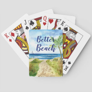 Jeu De Cartes La vie est meilleure à la citation de l'aquarelle