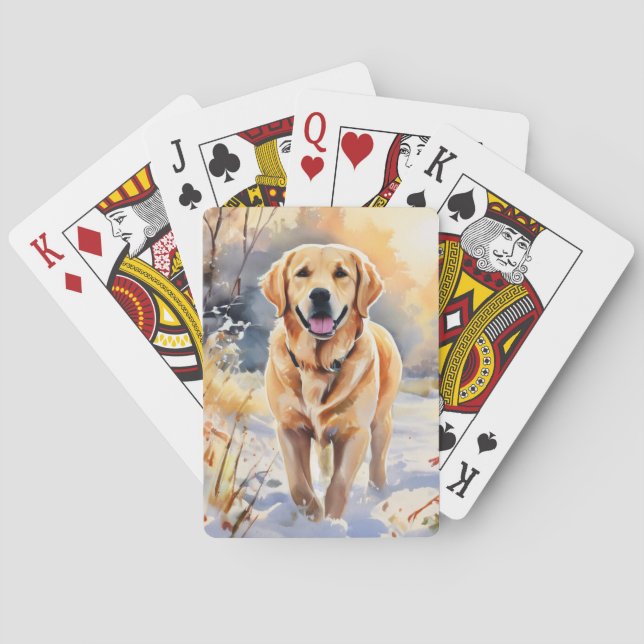 Jeu De Cartes Labrador Retriever Snow Picture Aquarelle Chien (dos)