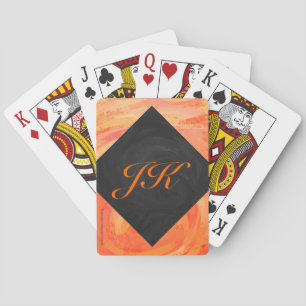 Jeu De Cartes Lac Fire Orange et Monogramme noir