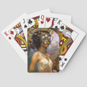 Jeu De Cartes Lady Portant des lunettes Imaginaire noir Sci-Fi