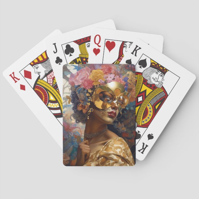 Jeu De Cartes Lady Portant un Masque Art Imaginaire noir (dos)