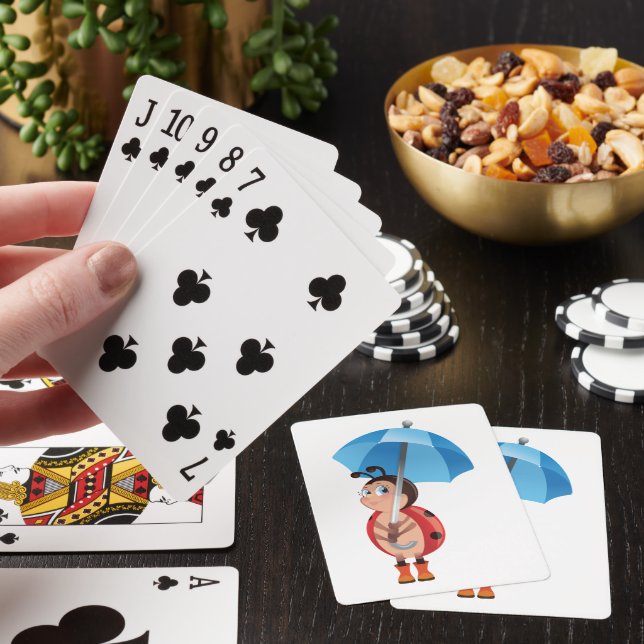 Jeu De Cartes Ladybug Sous Un Parapluie Jouer Des Cartes (In Situ)