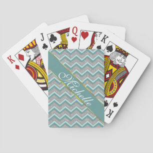 Jeu De Cartes L'aluminium argenté et le Teal zigzaguent