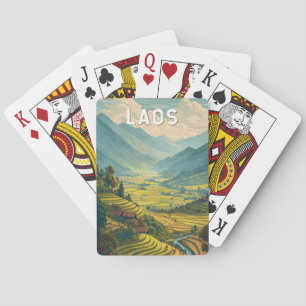 Jeu De Cartes Laos Illustration Voyage Art Vintage