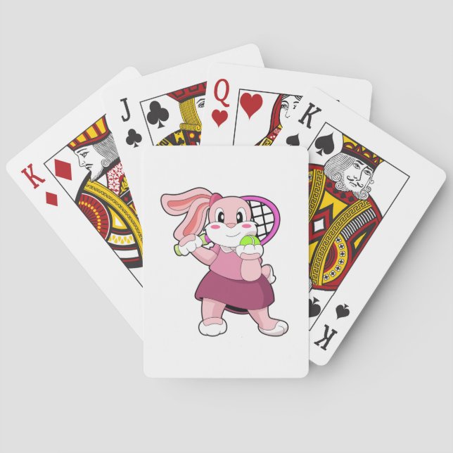 Jeu De Cartes Lapin au Tennis avec raquette de tennis (dos)