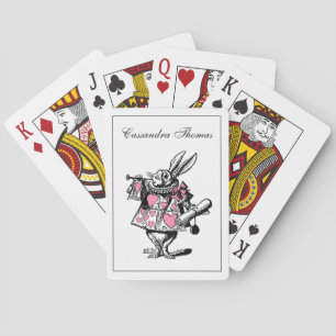 Jeu De Cartes Lapin Blanc Trompettiste Alice Av Merveilles Rose