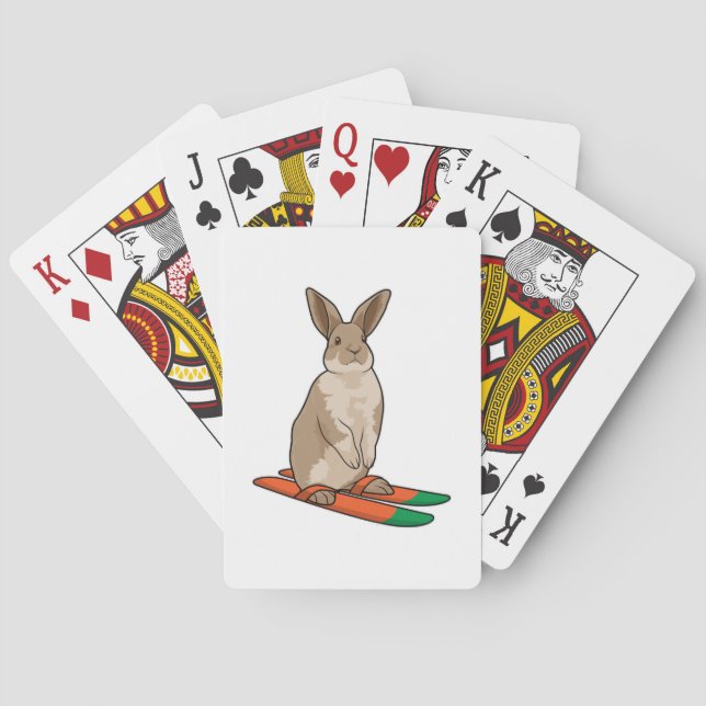 Jeu De Cartes Lapin comme skieur avec ski (dos)