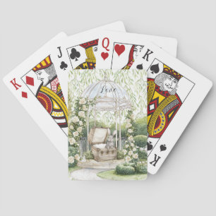 Jeu De Cartes Lapin dans une poitrine de feuilles vertes florale