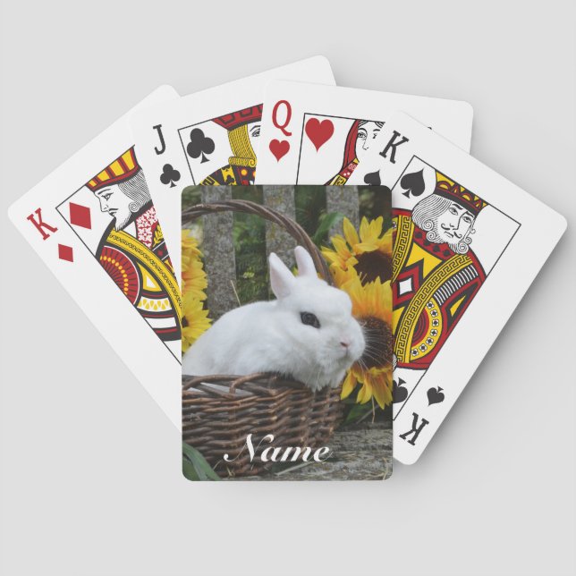 Jeu De Cartes Lapin nain Hotot lapin avec des tournesols (dos)