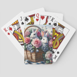 Jeu De Cartes Lapins nichés parmi les roses de cottage