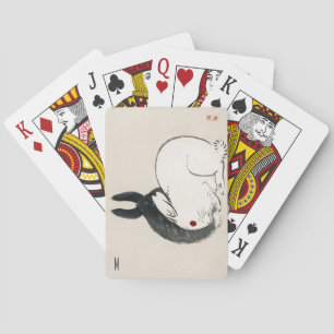 Jeu De Cartes Lapins vintages noir et blanc japonais