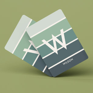 Jeu De Cartes Large Deep Green Gradient rayé Monogramme personne