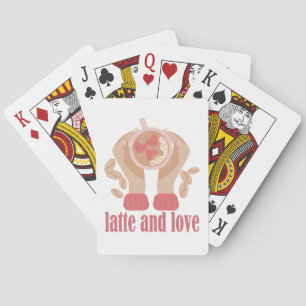 Jeu De Cartes Latte et coupe d'amour, mains et citation de café